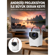 HD Ayaklı Portatif Projeksiyon Cihazı Bluetooth Wifi Akıllı Android İşlemcili Yeni Nesil - Lisinya
