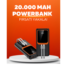 20.000 mAh Powerbank – 22.5W Hızlı Şarj, Çok Kablolu, Dijital Göstergeli - Lisinya
