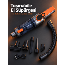 Esnek Hortum ve Farklı Temizlik Uçları ile Ev ve Araç İçin El Süpürgesi - Lisinya