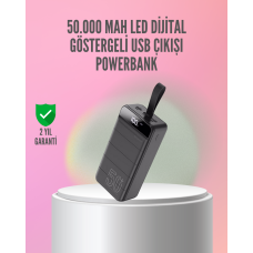 50.000 mAh Ultra Güçlü Powerbank 4 USB Çıkışlı, LED Dijital Göstergeli, Hızlı Şarj Destekli Taşınabilir Şarj Cihazı - Lisinya 50.000 mAh Ultra Güçlü Powerbank 4 USB Çıkışlı, LED Dijital Göstergeli, Hızlı Şarj Destekli Taşınabilir Şarj Cihazı - Lisinya