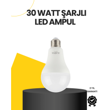 Yüksek Işık Güçlü Şarjlı LED Ampul E27 30W Enerji Tasarruflu - Lisinya