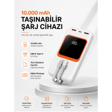 10.000 mAh Bataryalı, Dijital Göstergeli Taşınabilir Powerbank - Lisinya