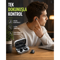 Kablosuz Kulak İçi Bluetooth Kulaklık – Dokunmatik Kontrol ve LED Şarj Ekranı - Lisinya