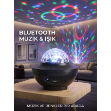 Bluetooth Hoparlörlü RGB Disko Işığı Müzikli Parti Lambası USB TF Kart Destekli - Lisinya