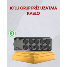 10 Prizli Uzatma Kablosu Termal Koruma USB Type-C Hızlı Şarj 2500W - Lisinya