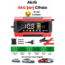 12V 8A Akıllı Akü Şarj Cihazı 12V 8A LCD Ekranlı Pulse Repair Otomatik Akü Şarj & Desülfatör ( Lisinya )