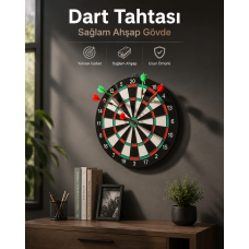Duvara Monte Sağlam Ahşap Gövdeli Dart Tahtası Ev ve Oyun Alanları İçin 17 İnç - Lisinya