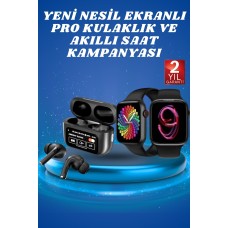 Ekranlı Yeni Nesil Pro Kulaklık ve Akıllı Saat Kampanyası Kulak İçi Mikrofonlu - Lisinya