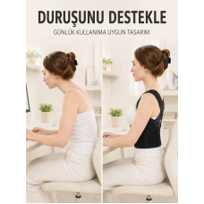 Dik Duruş ve Postür Korsesi Ayarlanabilir Çapraz Lastikli Sırt Bel Desteği - Lisinya