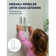 4 Adet Dolap Emniyet Kilidi Çocuk Güvenliği İçin Güçlü ve Dayanıklı Set Yeni Nesil - Lisinya