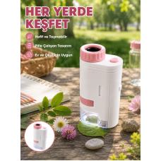 80X-200X Taşınabilir Dijital Mikroskop  LED Işıklı Çocuk Eğitim Mikroskobu - Lisinya