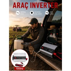 1000W Güç İnverteri Araç Aküsünden Priz Çıkışı Sağlayan Çevirici - Lisinya