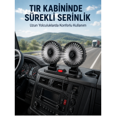 Çift Başlıklı Araç İçi USB Vantilatör Soğutucu Fan - Lisinya