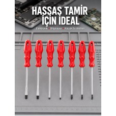 Düz ve Yıldız Başlıklı 7li Tornavida Seti Ergonomik Tutma - Lisinya