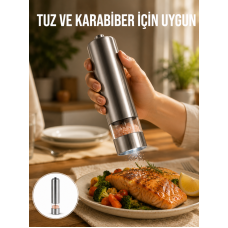 Tek Elle Kullanılan Otomatik Baharat Değirmeni Işıklı Sistem Yeni Nesil - Lisinya