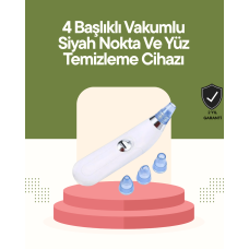 USB Destekli 4 Başlıklı Siyah Nokta Vakum Cihazı – Gözenek Temizleyici ve Cilt Yenileyici Bakım Aleti - Lisinya