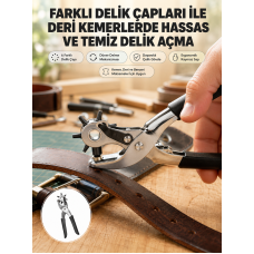 Deri Delme Pensesi 6 Uçlu Ayarlanabilir Kemer Delme Aleti Profesyonel Kullanım - Lisinya Deri Delme Pensesi 6 Uçlu Ayarlanabilir Kemer Delme Aleti Profesyonel Kullanım - Lisinya