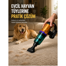 Yüksek Çekiş Gücüne Sahip Şarjlı El Süpürgesi Araç ve Ev Kullanımına Uygun - Lisinya