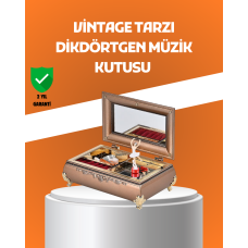 Müzikli Balerin Figürlü Takı Kutusu Piyano Desenli Dekoratif - Lisinya
