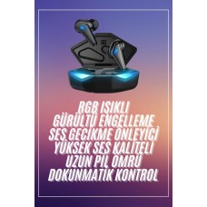 Oyuncu Kulaklığı Mikrofonlu Kablosuz  Kulaklık Powerbank Yüksek Ses Kaliteli - Lisinya