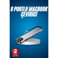 8 Port Çoklayıcı Macbook Ile Uyumlu Çoğaltıcı Type-C dönüştürücü TF SD kart - Lisinya