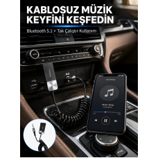 USB AUX Bluetooth Adaptörü Kablosuz Ses Aktarım Cihazı - Lisinya