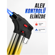 Çok Amaçlı Jet Alev Çakmak Kamp Mutfak ve Puro Kullanımına Uygun - Lisinya