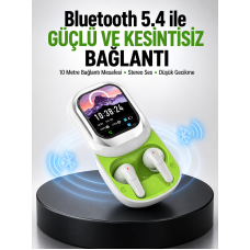 Kayar Kapaklı Şarj Kutusu Ve Dokunmatik Ekranlı Bluetooth Stereo Kulaklık - Lisinya