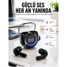 Kablosuz Dijital Göstergeli Powerbanklı IOS ve  Android Uyumlu Kulaklık - Lisinya