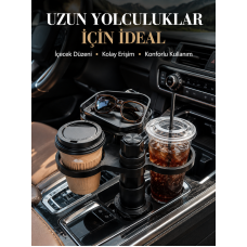 Ayarlanabilir Araç Bardaklık Aparatı Çift İçecek ve Tepsili Tasarım - Lisinya
