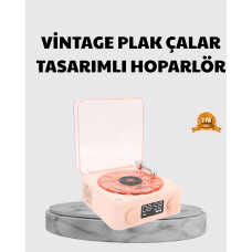 3-ü-1 Gece Işığı Bluetooth Hoparlör ve Dijital Saat Vintage Plak Çalar Tasarımlı - Lisinya