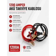 1200 Amper Akü Takviye Kablosu 2 Metre Bakır Uçlu - Lisinya