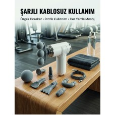 Taşınabilir Şarjlı Kas Masaj Tabancası Derin Doku Masajı İçin 8 Başlıklı Profesyonel Cihaz - Lisinya