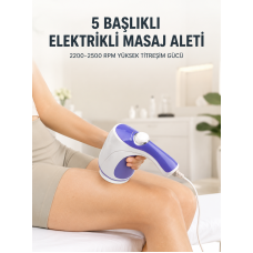 5 Başlıklı Elektrikli Masaj Aleti 2200-2500 RPM Yüksek Titreşimli Vücut Bakım ve Rahatlama Cihazı - Lisinya