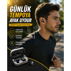 LED Ekranlı Kablosuz Kulaklık – Gürültü Önleyici Mikrofon ve Dokunmatik Özellikli - Lisinya