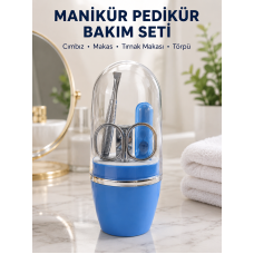 Kompakt Manikür Bakım Seti Mavi Taşınabilir Kişisel Bakım Çantası - Lisinya
