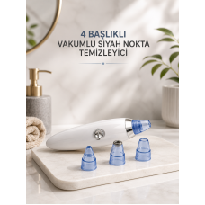 Yeni Nesil Vakumlu Pilli Siyah Nokta ve Yüz Temizleme Cihazı 4 Başlıklı - Lisinya