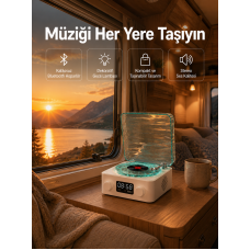 Retro Tasarımlı Gece Lambalı Bluetooth Hoparlör – Saat ve Pil Göstergeli - Lisinya
