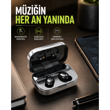 Gerçek Kablosuz Kulaklık – Bluetooth 5.0, Şarj Kutulu, Parmak İzi Kontrollü - Lisinya