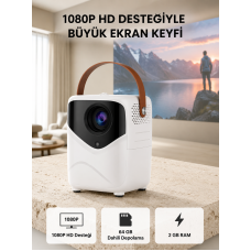 Taşınabilir Akıllı 1080P Projektör – 64GB Hafıza, 2GB RAM, Full HD Görüntü, Kumandalı Yeni Nesil - Lisinya