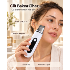 Yüz Bakım Rutini İçin Metal Uçlu USB Şarjlı Beyaz Cilt Bakım Cihazı - Lisinya