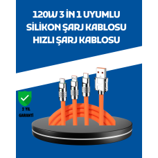 120W Şarj Destekli 3’ü 1 Arada Çoklu Şarj Kablosu – 1.2 Metre - Lisinya
