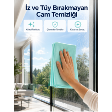 Çok Amaçlı Mikrofiber Cam Bezi Cam Ayna Duşakabin ve Parlak Yüzey Temizlik Bezi - Lisinya Çok Amaçlı Mikrofiber Cam Bezi Cam Ayna Duşakabin ve Parlak Yüzey Temizlik Bezi - Lisinya