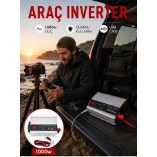 Araç Aküsünden Güvenli Elektrik Sağlayan 1000 Watt İnverter - Lisinya