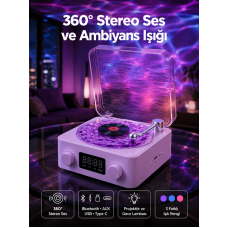 Retro Pikap Tasarımlı Bluetooth Hoparlör – Projektörlü Şarjlı Lamba - Lisinya