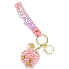 Bubble Serisi Silikon Bileklikli Sulu Kristal Kalp Çanta Süsü ve Anahtarlık - Pembe (Lisinya)