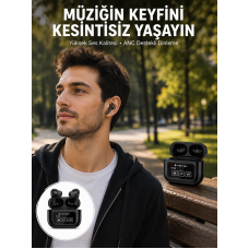 Kulak İçi Bluetooth Kulaklık Ekranlı Müzik Dinleme Çağrı Cevaplama Siyah Yeni Nesil - Lisinya