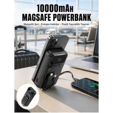 15W Kablosuz Hızlı Şarjlı 10000 mAh Powerbank – Taşınabilir, LED Göstergeli - Lisinya