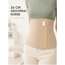 Abdominal Doğum Sonrası Korse 26 cm Geniş 4 Kademeli Cırtlı Ayarlanabilir - Lisinya