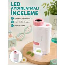 Çocuklar İçin Taşınabilir Bilim Mikroskobu 80X-200X Büyütme ve LED Aydınlatma - Lisinya